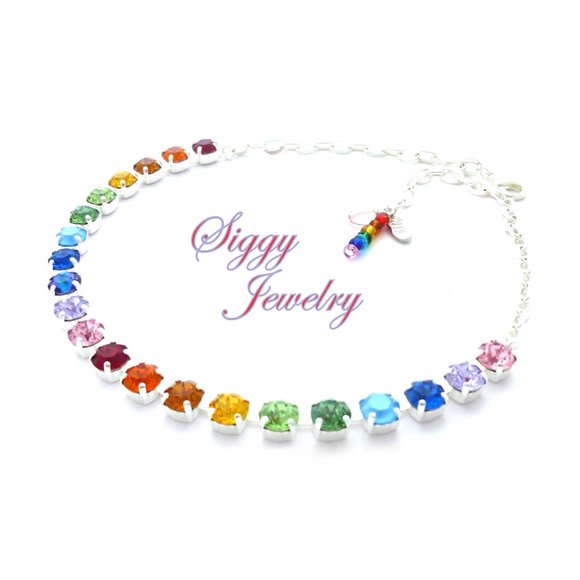 Swarovski Crystal Pride Rainbow Necklace Assorted Finishes, 8mm Crystals - Picture 3 of 9